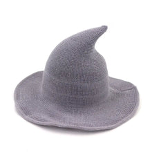 Load image into Gallery viewer, Light Grey Knitted Wool Foldable Witch Hat
