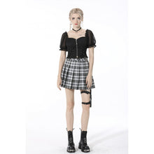 Load image into Gallery viewer, Dark in Love Rock Doll Lace Up waist Pin Zip Top
