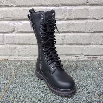 Bolt Mens Black Combat Ankle Boot - Vegan Leather Combat Boots for Men