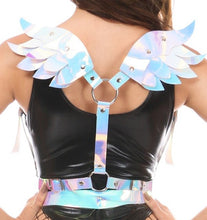 Load image into Gallery viewer, Daisy Corsets Blue/Purple Holographic Body Harness with Wings
