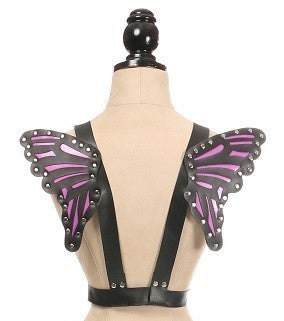 Daisy Corsets Black/Purple Vegan Leather Butterfly Wings