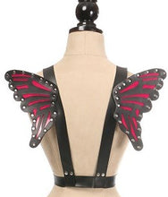 Load image into Gallery viewer, Daisy Corsets Black/Fuchsia Vegan Leather Butterfly Wings
