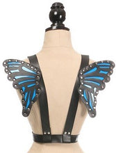 Load image into Gallery viewer, Daisy Corsets Black/Blue Vegan Leather Butterfly Wings
