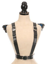 Load image into Gallery viewer, Daisy Corsets Black/Blue Vegan Leather Butterfly Wings
