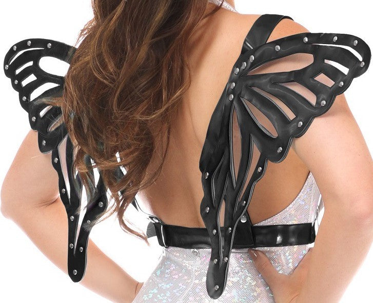 Daisy Corsets Black Patent Body Harness with Wings