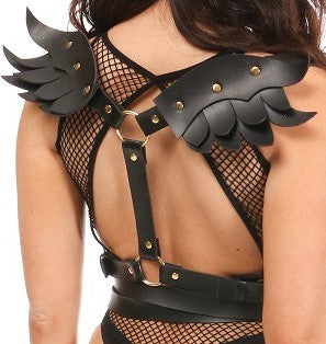 Daisy Corsets Black & Gold Vegan Leather Small Angel Wing Body Harness