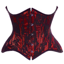Load image into Gallery viewer, Red w/Black Lace Steel Boned Curvy Waist Cincher (Plus Available)
