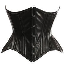 Load image into Gallery viewer, Black Faux Leather Steel Boned Curvy Waist Cincher (Plus Available)
