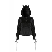 Load image into Gallery viewer, Dark in Love Black cat casual pentagram hoodie
