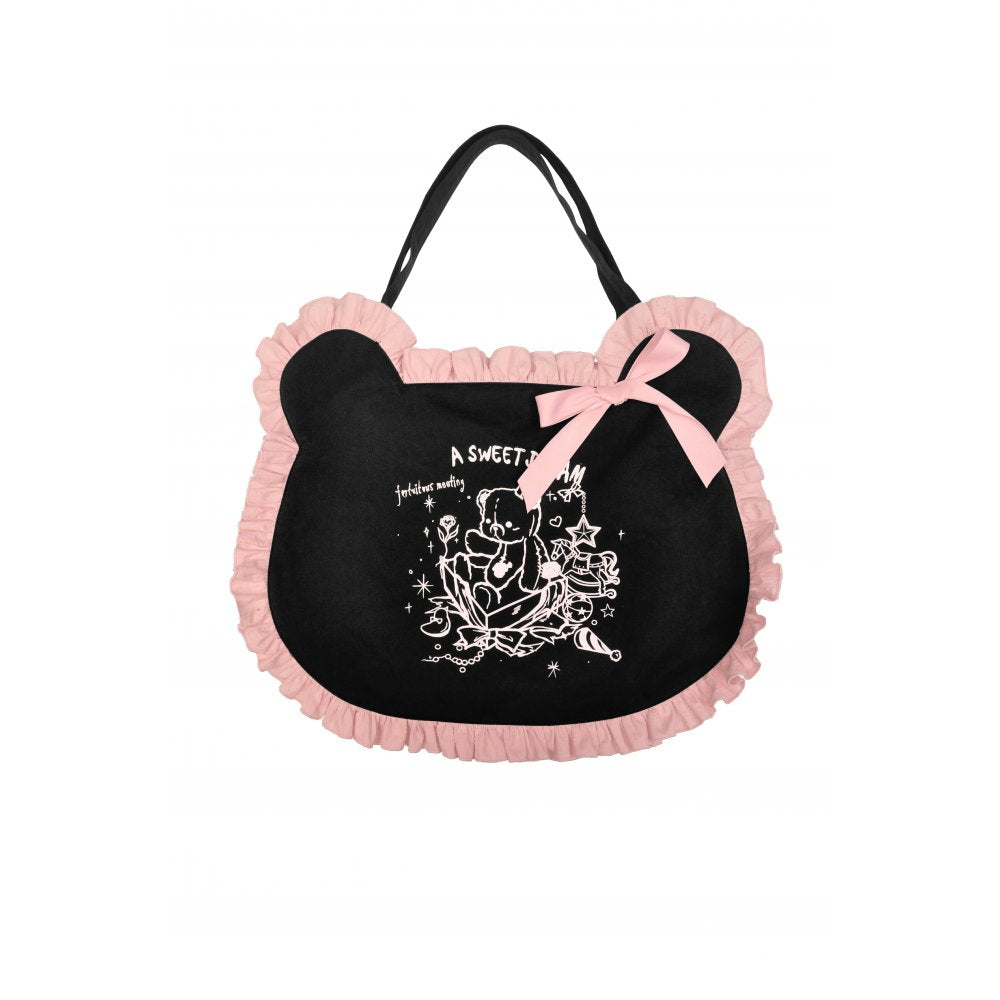 Dark in Love Black and pink adventures of little bear ear handbag