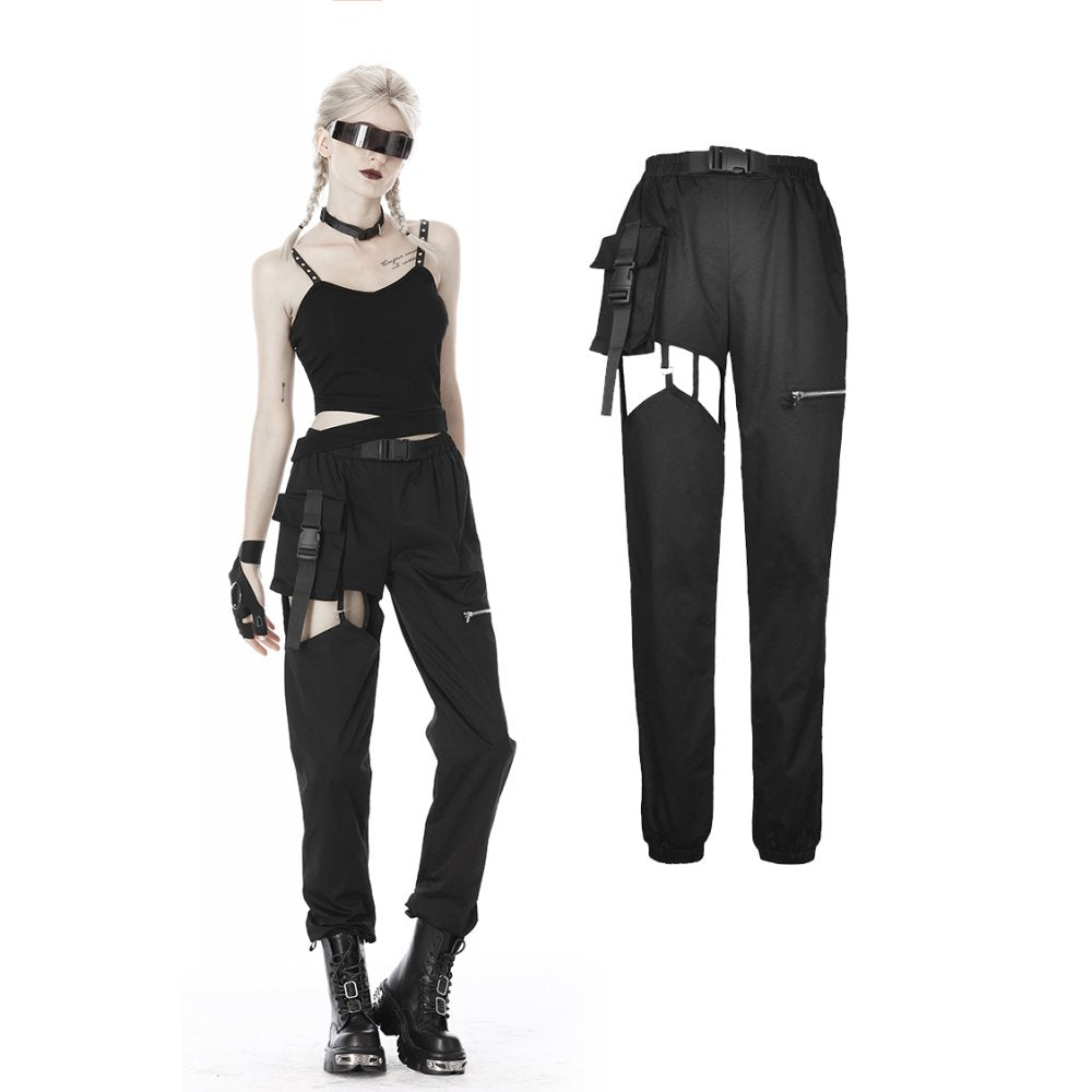 Dark in Love Cut-Out Thigh Pants with Attached Pouch