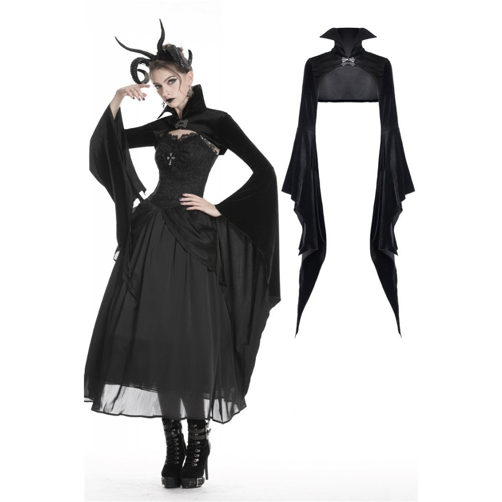 Dark in Love Gothic Black Velvet Cape with Bat Sleeves