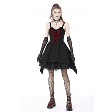 Load image into Gallery viewer, Dark in Love Black &amp; Red Strap Mini Dress

