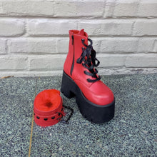 Load image into Gallery viewer, Demonia Ashes-57 Red Platform Ankle Boots
