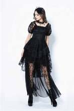 Load image into Gallery viewer, Dark in Love Gothic Lolita Puff Sleeves Lace Tail Dress
