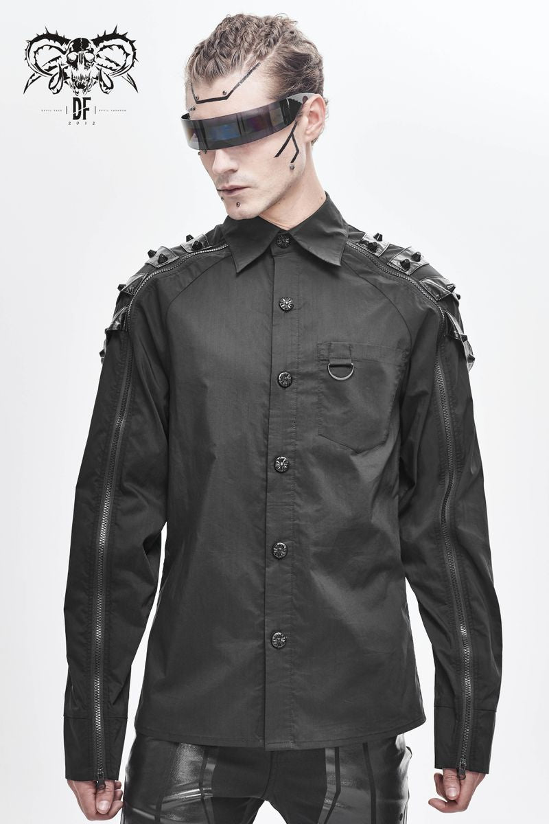 Devil Fashion Future Goth Button Up Collared Shirt