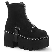 Load image into Gallery viewer, Demonia Ashes-100 Black Suede Platform Ankle Boots
