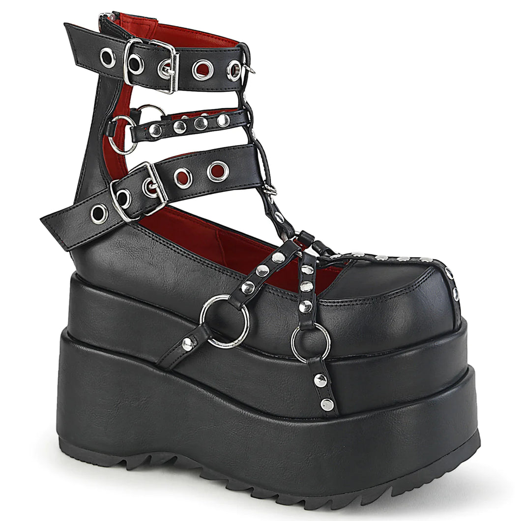 Demonia Bear-28 Black Platform Ankle Boots