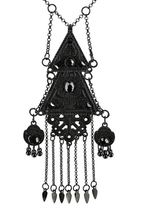 Restyle Black Gothic Double Triangle Necklace
