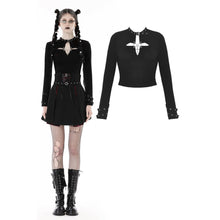 Load image into Gallery viewer, Dark in Love Punk Cutout Chain Cross T-shirt

