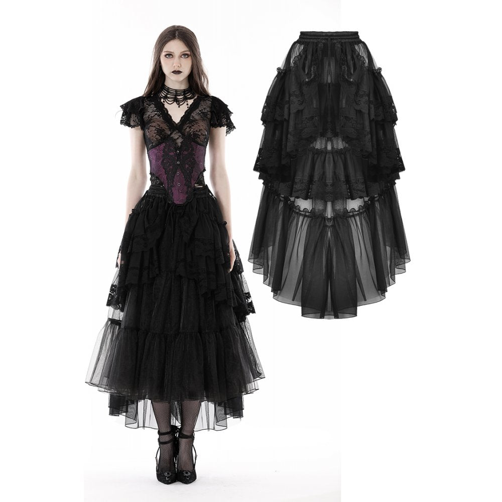 Dark in Love Layered Frilly High Low Skirt