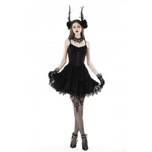 Load image into Gallery viewer, Dark in Love Gothic Black and Purple Lace Mini Dress
