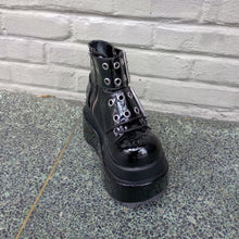 Load image into Gallery viewer, Demonia Bear-104 Black Patent Platform Ankle Boots
