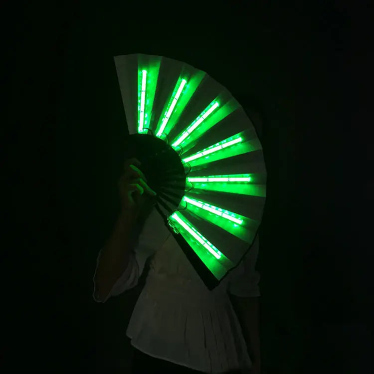 Large Green Led Rave Folding Fan