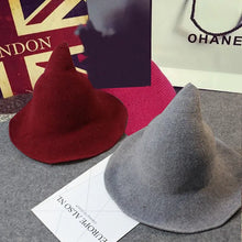 Load image into Gallery viewer, Light Grey Knitted Wool Foldable Witch Hat
