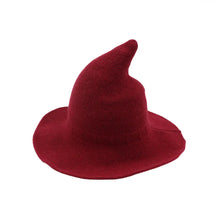 Load image into Gallery viewer, Red Knitted Wool Foldable Witch Hat
