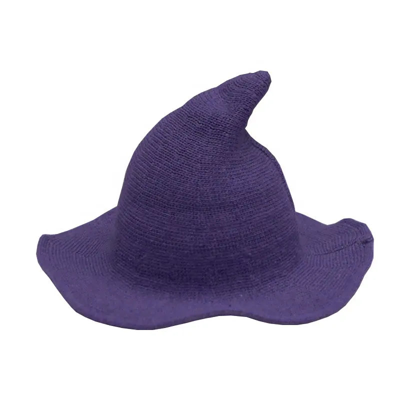 Purple Knitted Wool Foldable Witch Hat