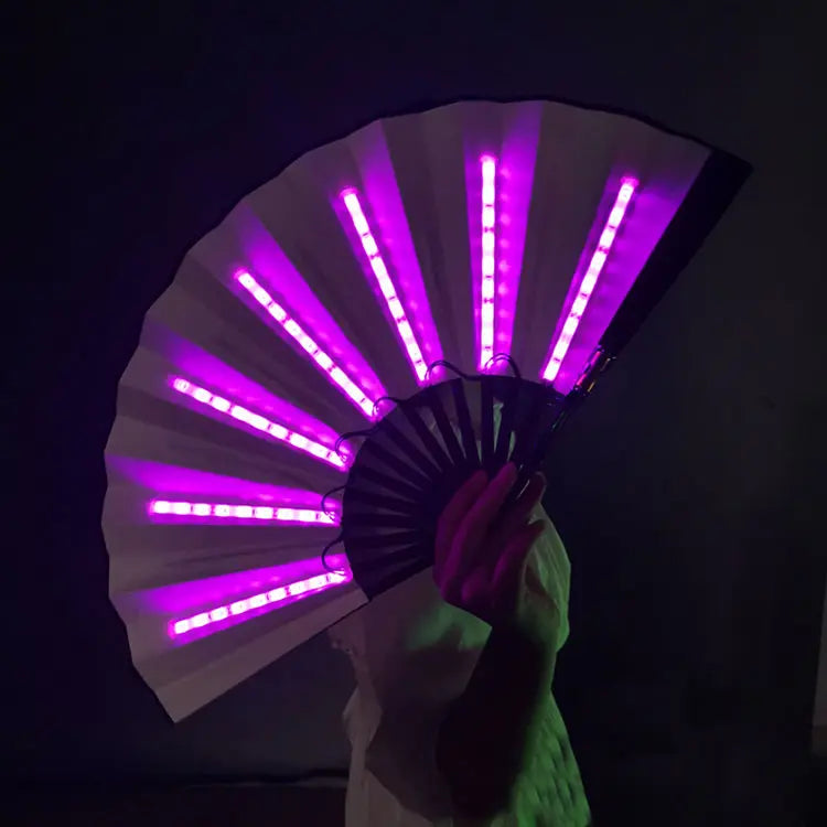 Large Pink Led Rave Folding Fan