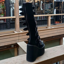 Load image into Gallery viewer, Demonia Swing-815 Black Velvet Platform Boot
