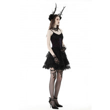 Load image into Gallery viewer, Dark in Love Gothic Black and Purple Lace Mini Dress

