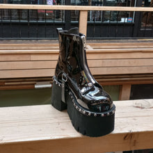 Load image into Gallery viewer, Demonia Ashes-100 Black Patent Platform Ankle Boots
