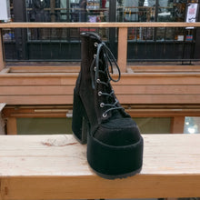 Load image into Gallery viewer, Demonia Camel-203 Black Velvet Platform Ankle Boots
