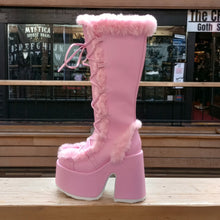 Load image into Gallery viewer, Demonia Camel-311 Pink Faux Fur Platform Boots
