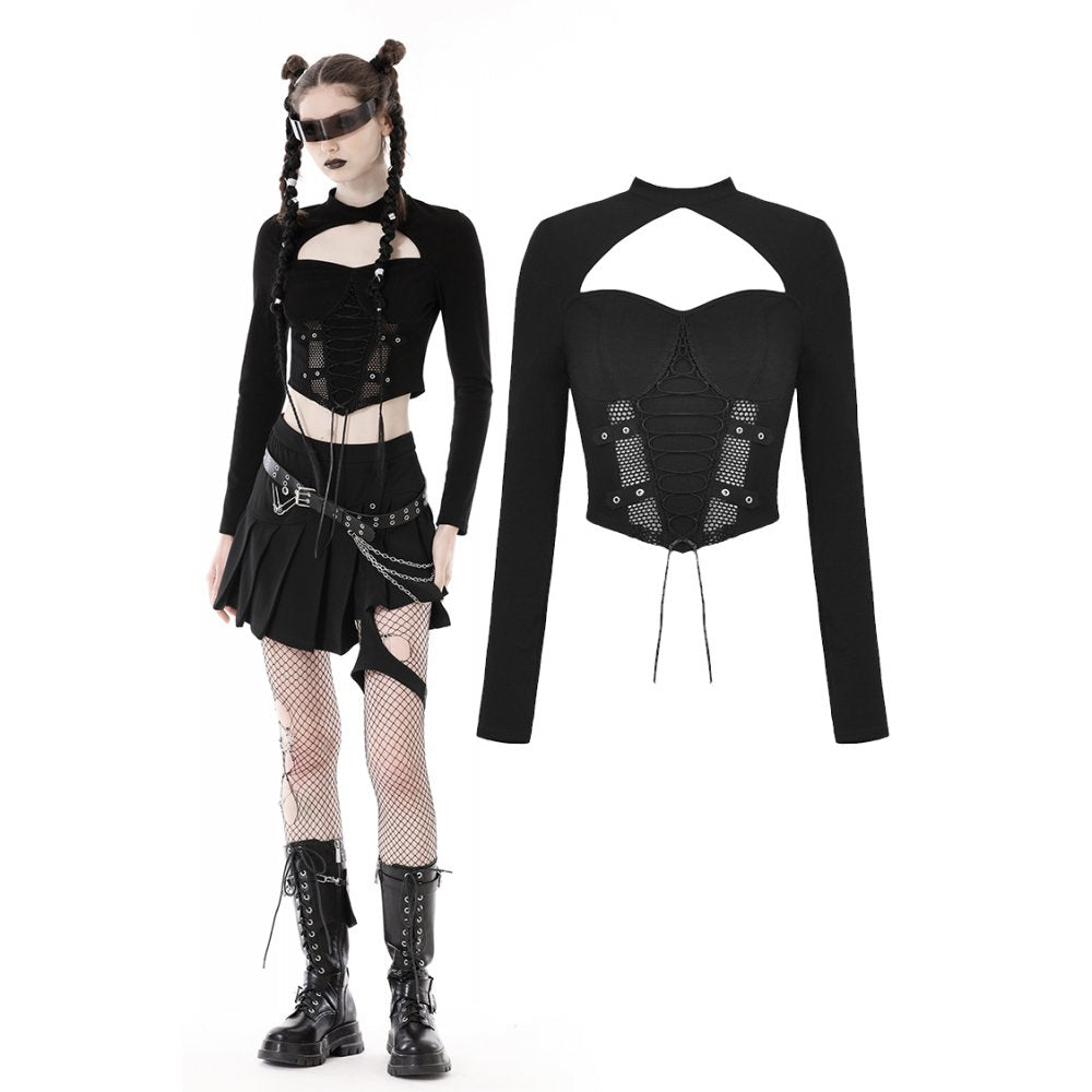 Dark in Love Hollow Out Mesh Shirt
