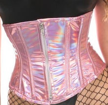 Load image into Gallery viewer, Daisy Corsets Pink Holo Underbust Steel Boned Waist Cincher (S-5xl)
