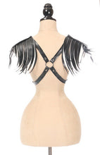 Load image into Gallery viewer, Daisy Corsets Vegan leather Body Harness with Black &amp; White Fringe

