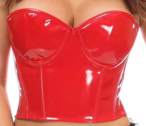 Daisy Corsets Lavish Red Faux Leather Bustier Top w/Ruffle Sleeves – Daisy  Corsets USA