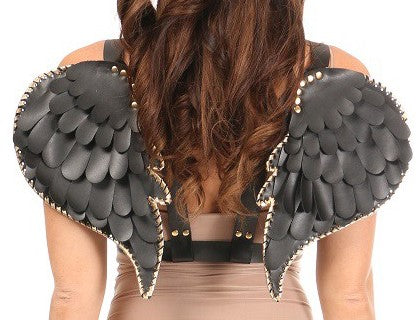 Daisy Corsets Black & Gold Vegan Leather Angel Wing Harness
