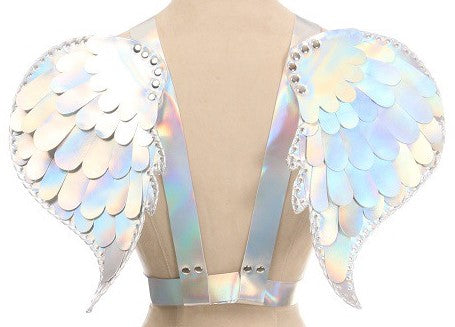 Daisy Corsets Silver Holographic Angel Wing Harness