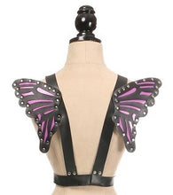 Load image into Gallery viewer, Daisy Corsets Black/Purple Vegan Leather Butterfly Wings
