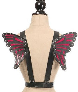 Daisy Corsets Black/Fuchsia Vegan Leather Butterfly Wings