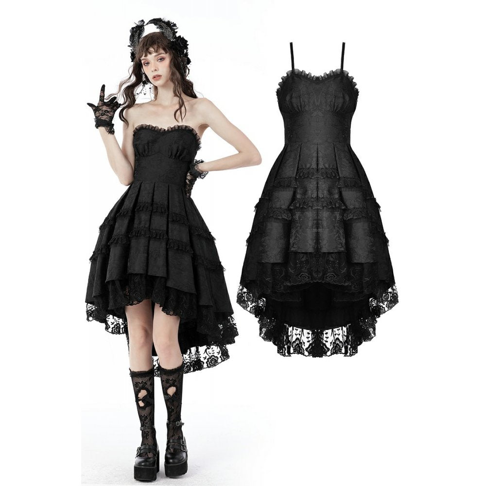 Dark In Love Magic Girl Pleated Black Rose Dress