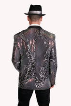 Load image into Gallery viewer, Iridescent and Black Sequin Party Blazer
