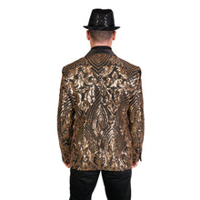 Load image into Gallery viewer, Gold and Black Sequin Party Blazer
