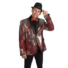 Load image into Gallery viewer, Red and Gold Sequin Party Blazer
