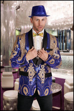 Load image into Gallery viewer, Royal Blue and Gold Sequin Party Blazer
